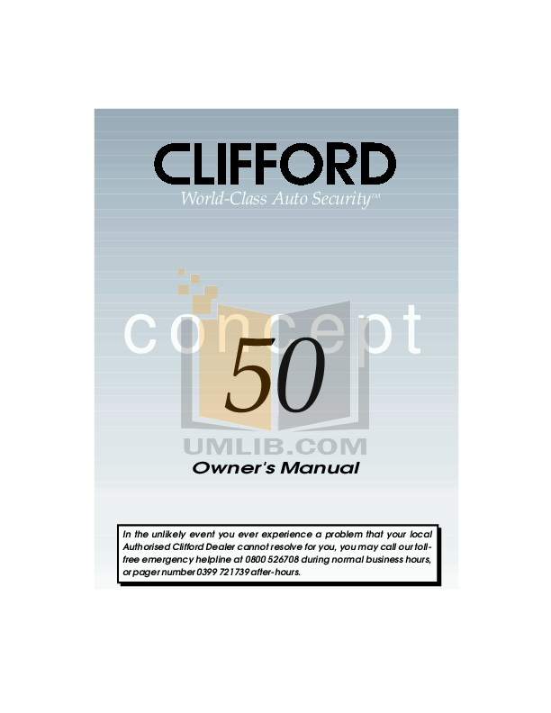 Download free pdf for DEI Clifford Concept 50x Car Alarms Other manual